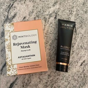 Mint Biology Rejuvenating Mask.  Paris Hilton Pro DNA Dual-Action CleansingGel